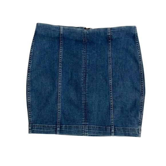 Free People Dresses & Skirts - Free People Denim Jean Mini Modern Femme Skirt Size 8 Blue Western Casual Stripe